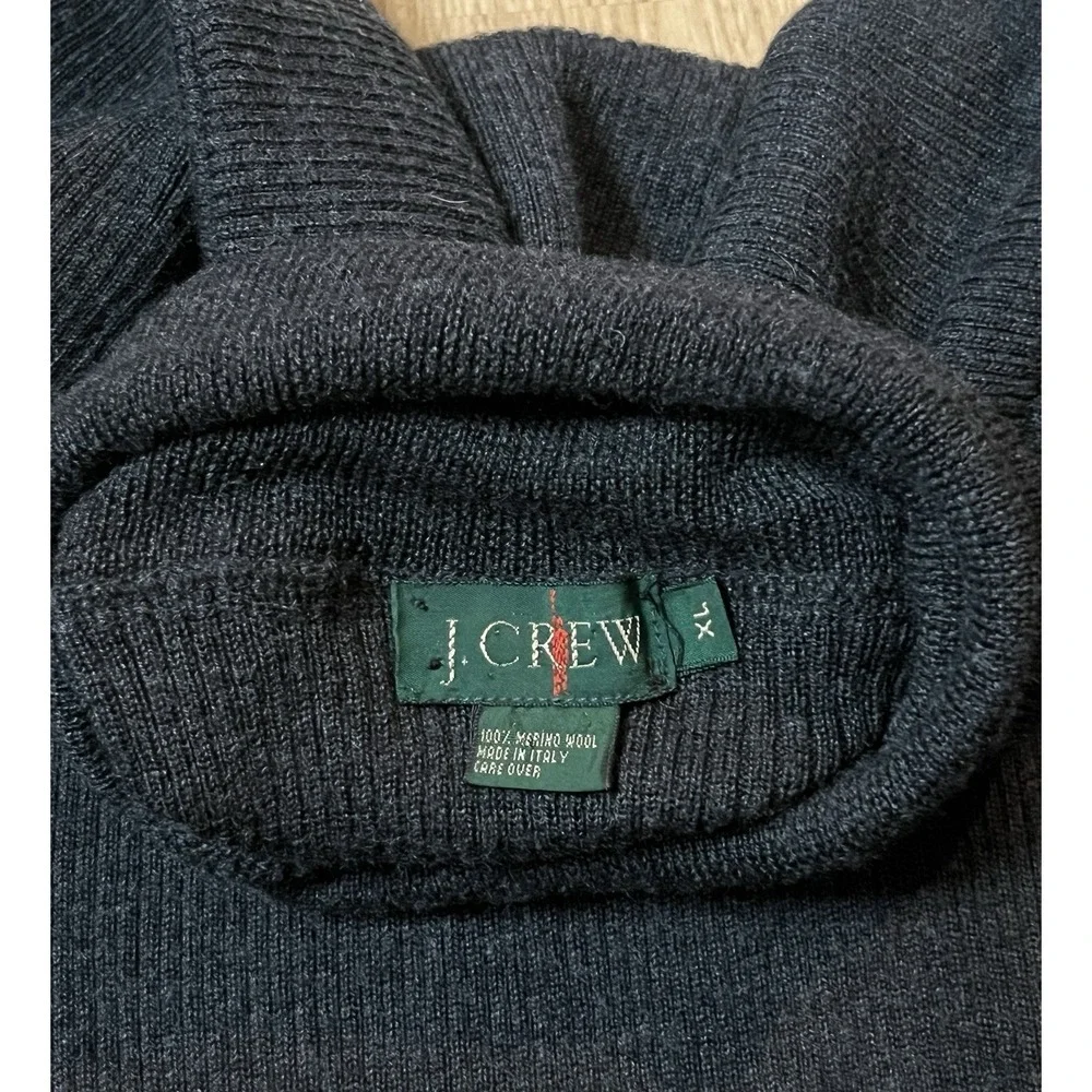Vintage J.Crew Oarsman Turtleneck Sweater XL Merino Wool Fisherman Black Italy